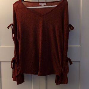 Roommates Maroon Blouse with Bow Sleeves